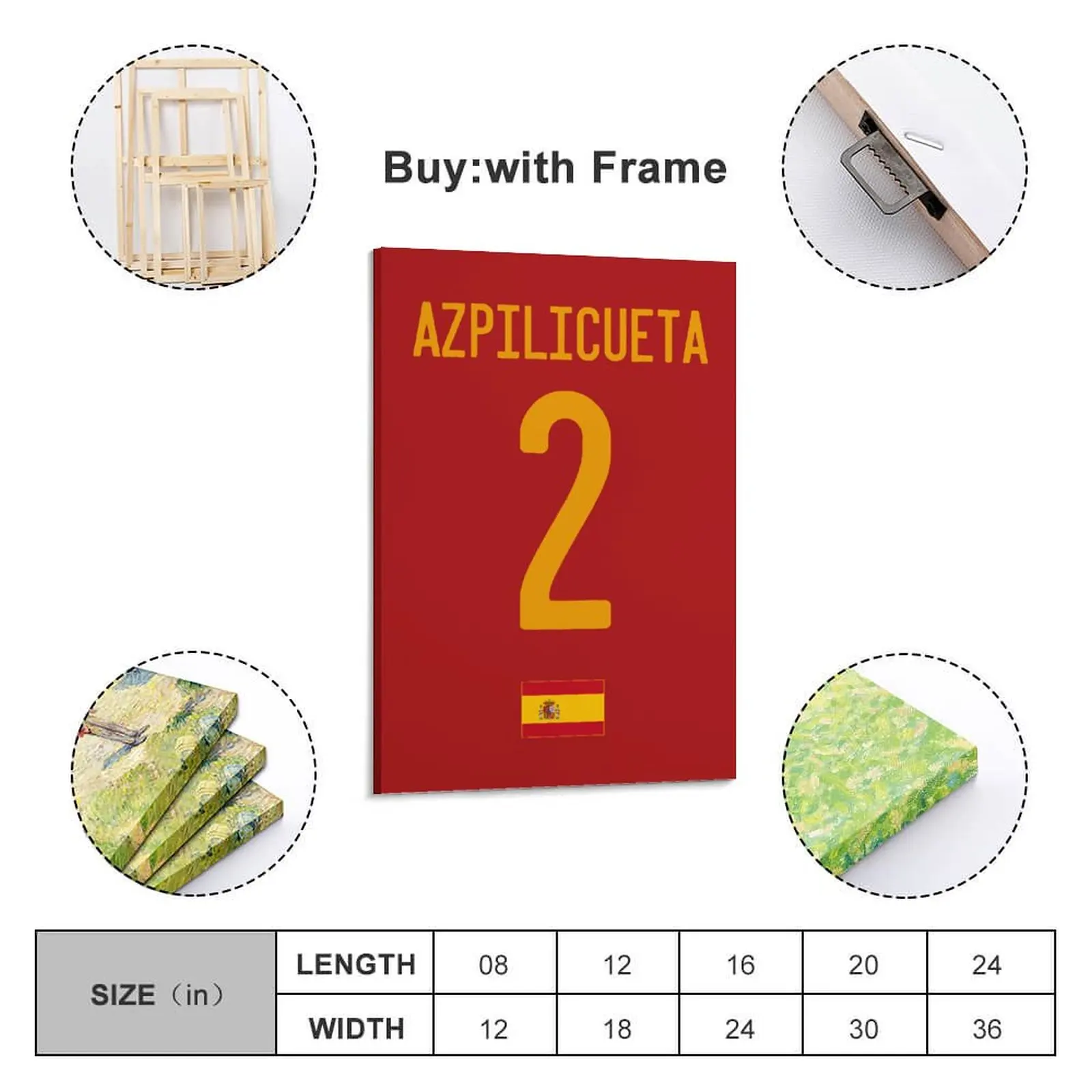 

Decor 2 Cesar Azpilicueta Spain Flag Print Painting Canvas Picture for Living Room Wall Room Posters With Frame Modern Home