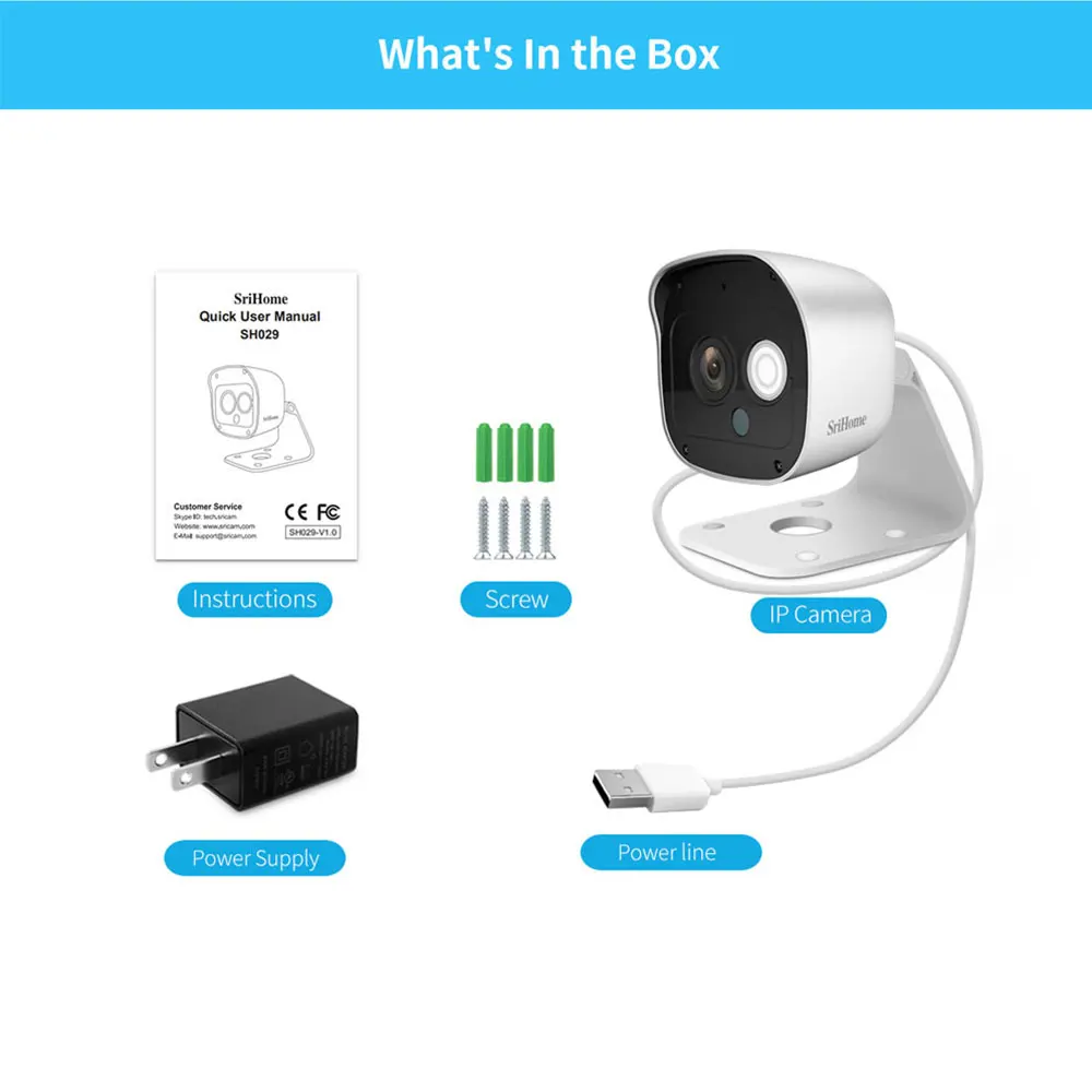

SriHom SH029 3MP HD1296P WIFI Intercom Alarm IP Camera Two-Way Audio Night Vision Monitor Mobile Remote Waterproof Bullet Camera