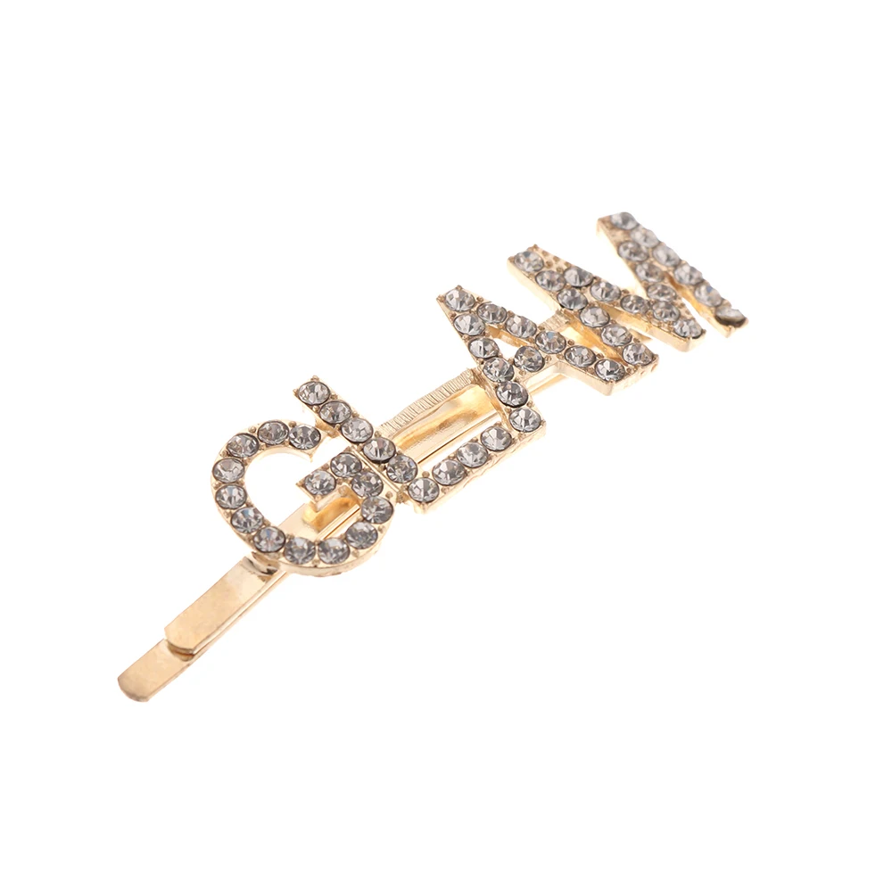 GLAM (Gold) 1 шт. Модный Блестящий кристалл шпильки со стразами GLAM/DRIPPIN буквы заколки для волос заколка аксессуары для укладки волос для женщин девочек - Цвет: GLAM (Gold)