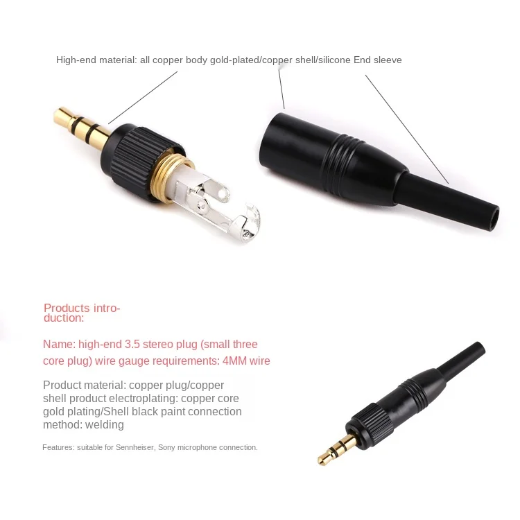 Черный 3 5 мм 1/8 &quotстерео винт аудио замок коннектор для Sennheiser SonyD11/V1/P03 микрофон