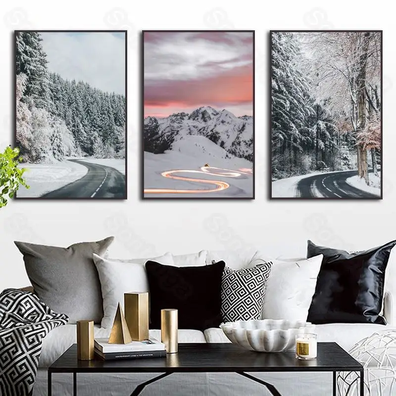

Nordic Style Landscape Painting Mountain View Decorative Painting Bedroom Room Decoration Decoration Wall Sticker Wallpaper Wall