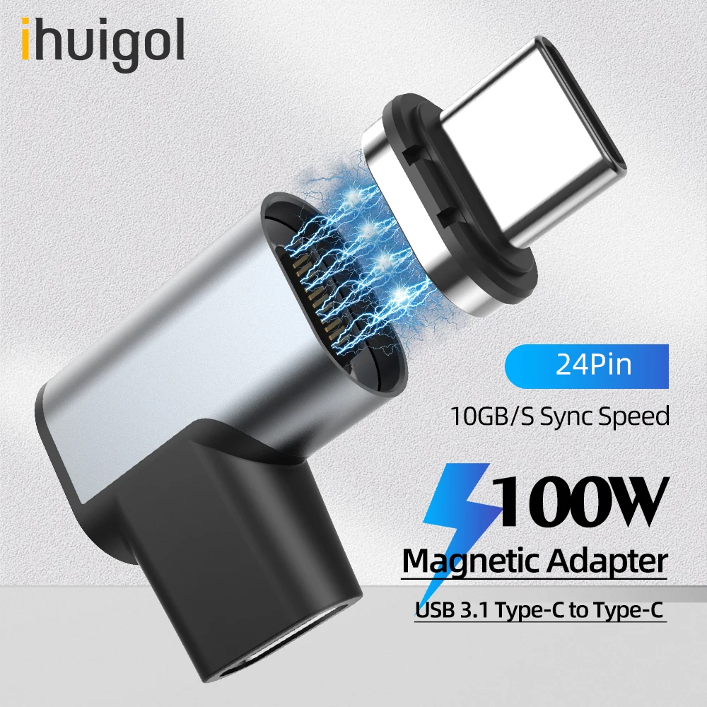 Магнитный адаптер ihuigol 24 Pin Type C 10 Гбит/с USB 3 1 конвертер PD 100 Вт быстрая зарядка 4K HD
