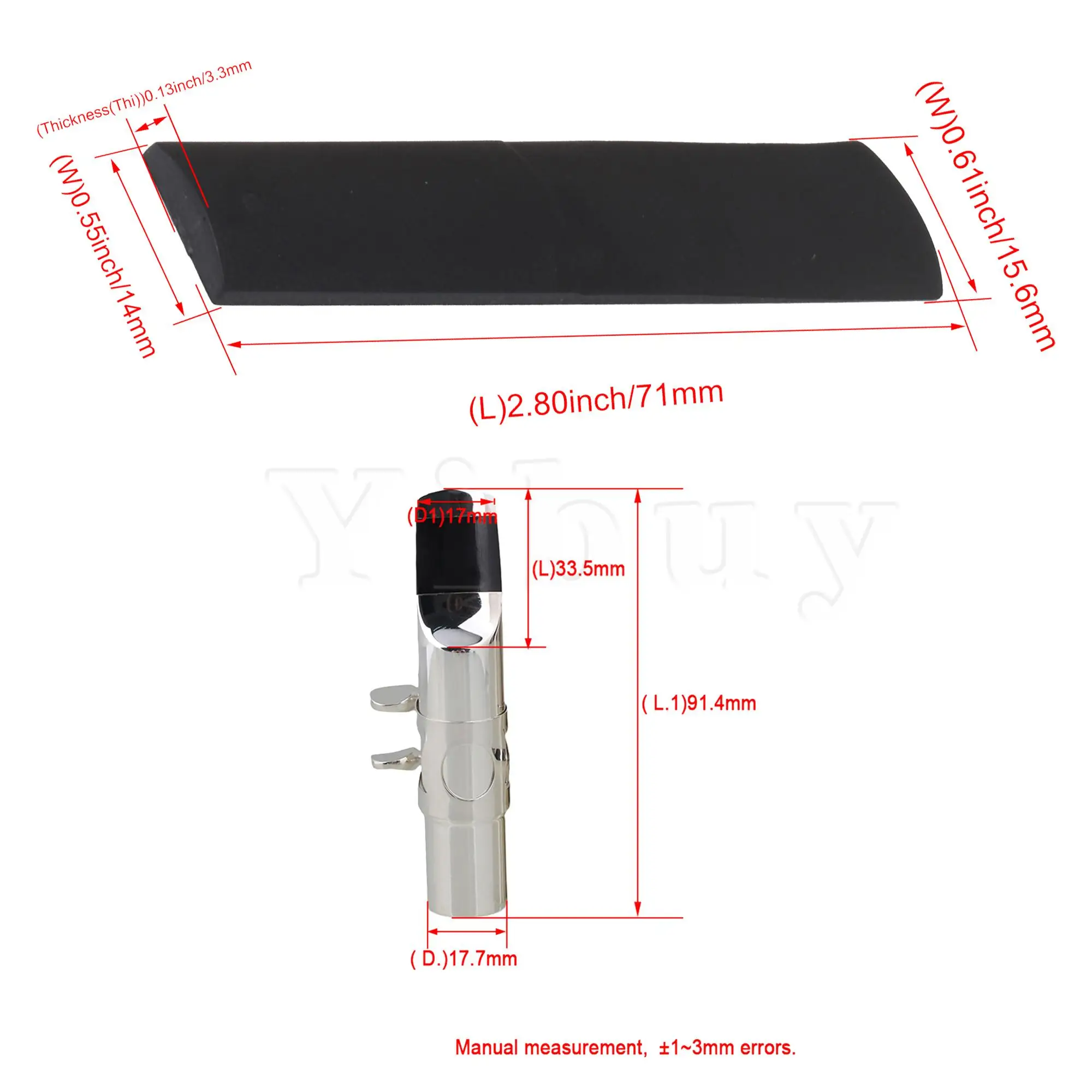 

Yibuy Resin Sax Reed with Box 7# E Flat Alto Sax Mouthpiece w/ Ligature