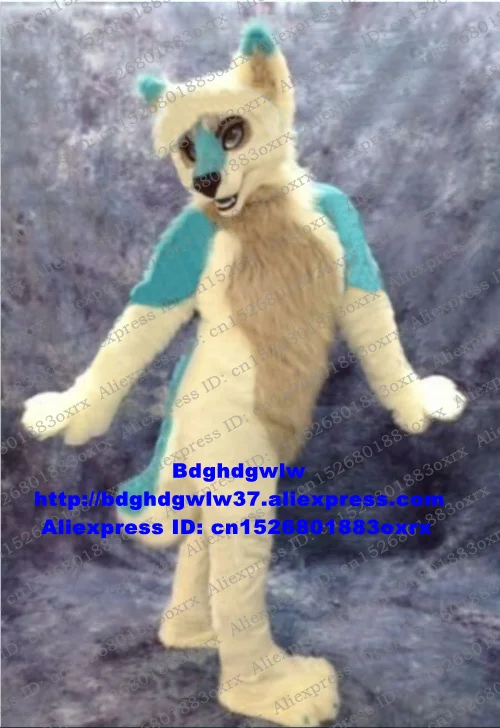 Бежевый длинный меховой пушистый волк хаски собака лиса костюм талисман