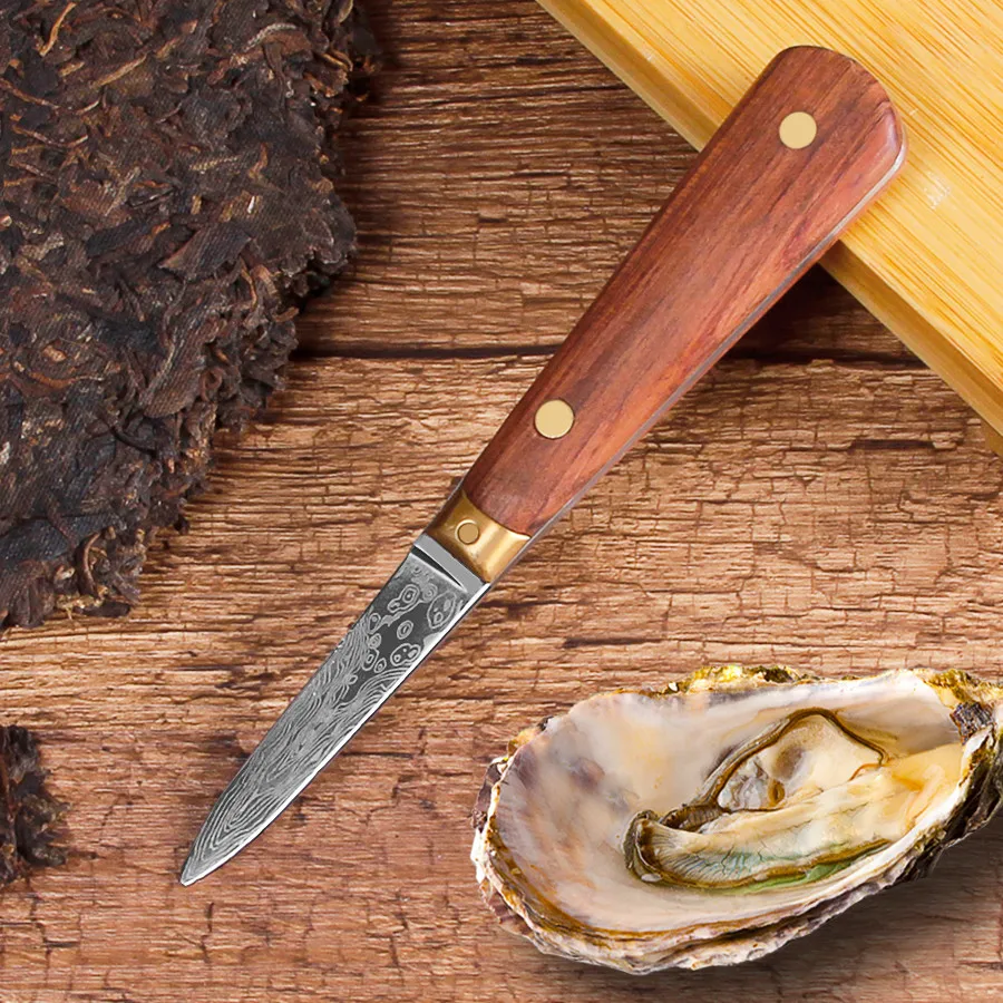 

Damascus pattern rosewood Pu'er tea knife thickened tea cone tea ceremony accessories oyster opening tool japanese kitchen