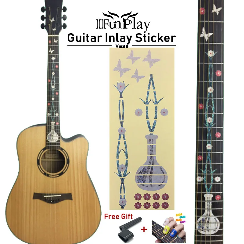 DIY ваза бабочки гриф инкрустация наклейки гитары Стикеры для электрических