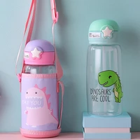 portable water bottle baby travel drinking cups with cover straw drink water bottle sippy cups for kids cartoon 4 colours