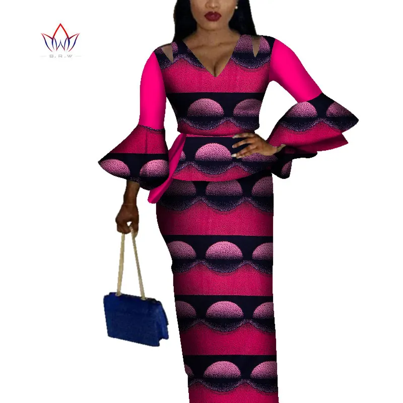 Комплект из 2 предметов африканская одежда для женщин топы с расклешенными