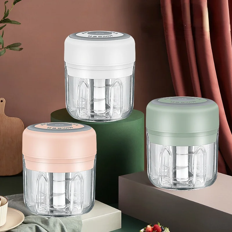 

Kitchen Accessories 100/250ml Mini Electric Garlic Chopper Chargable Ginger Masher Machine Sturdy Chili Vegetable Crusher Tool