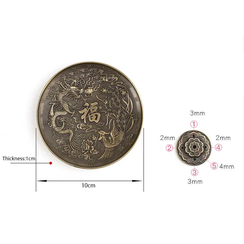 2 цвета Ретро 5 отверстий лотоса ладан горелка Дракон подставка для ароматических