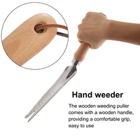 weed puller garden hand weeder wooden handle transplanting tool portable weed digging remover