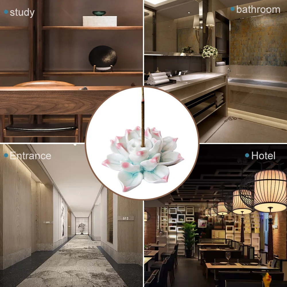 

Ceramic Lotus Flower Shape Incense Burner Stick Cone Burner Holder Incense Base Plug Home Decoration Incense Burner Stick Holder