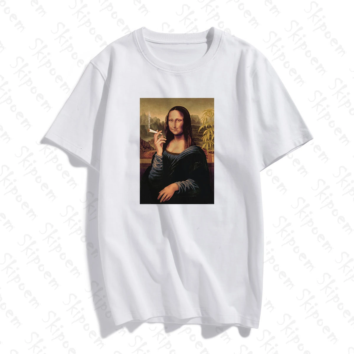 Забавный Мона Лиза ношение очков для женщин футболки в винтажном стиле