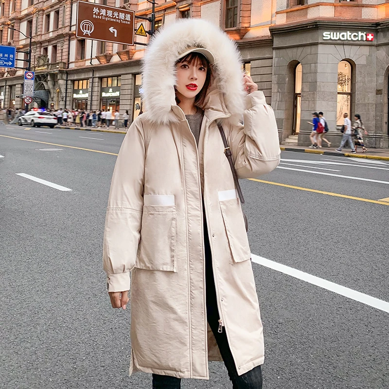 

Fashion Winter Coat Women Jackets Thick Down Parkas Big Fur Hooded Cotton Long Coats Warm Windbreaker new design Female Outwear