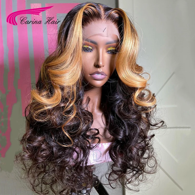Highlight Blond Colored Human Hair Wigs for Women 180% Brazilian Remy Wavy Hair 13x4 Wigs Pre Plucked For Black Women Human Hair