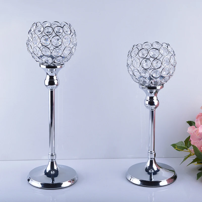 

Wedding Centerpieces Candelabra Andle Holder Gold Metal Single Candle Holders Prop Crystal Hollow Craft Ornaments for Home Decor