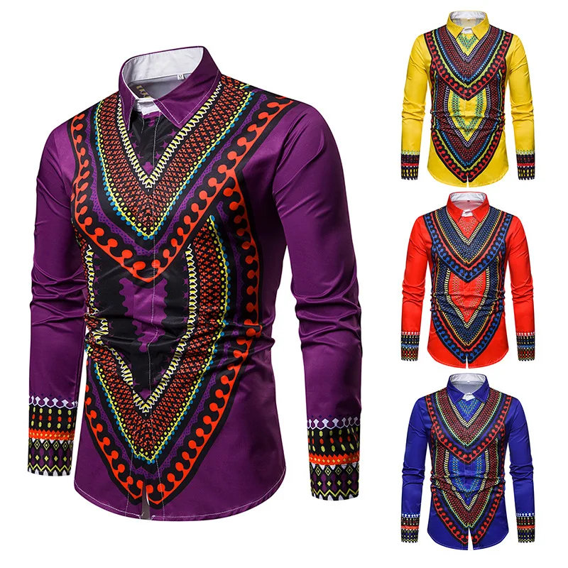 

Men's 3D Style Multi-color Long Sleeve Shirt