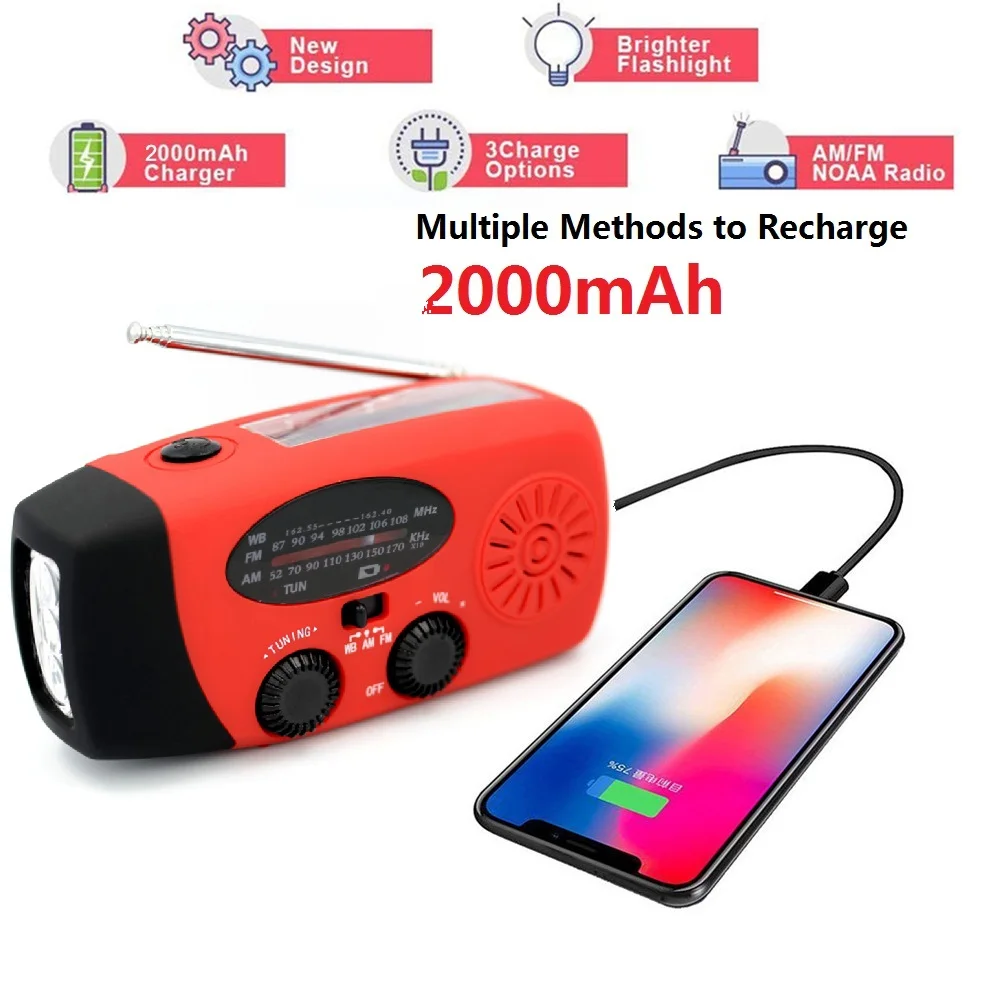 Многофункциональный ручной радиоприемник на солнечной батарее с