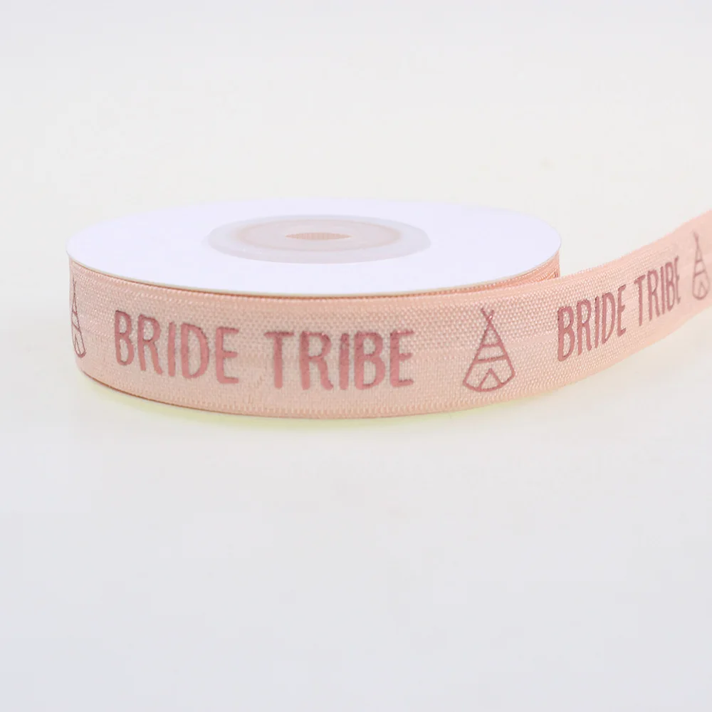 5/8 дюймов (16 мм) розовая бронзовая Золотая фольга с принтом Команда Невесты