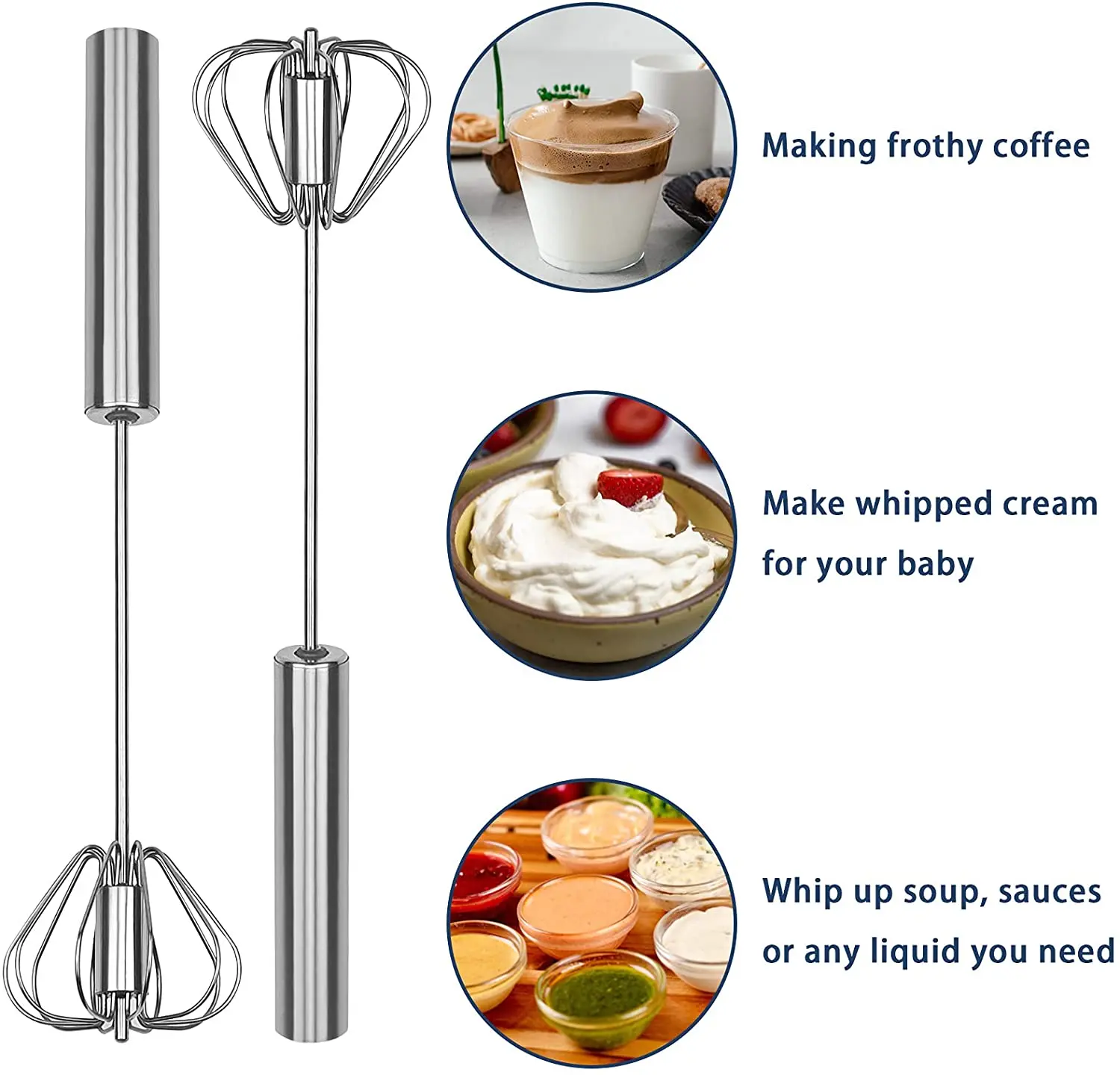 Полуавтоматический взбиватель яиц венчик для из нержавеющей стали ручной