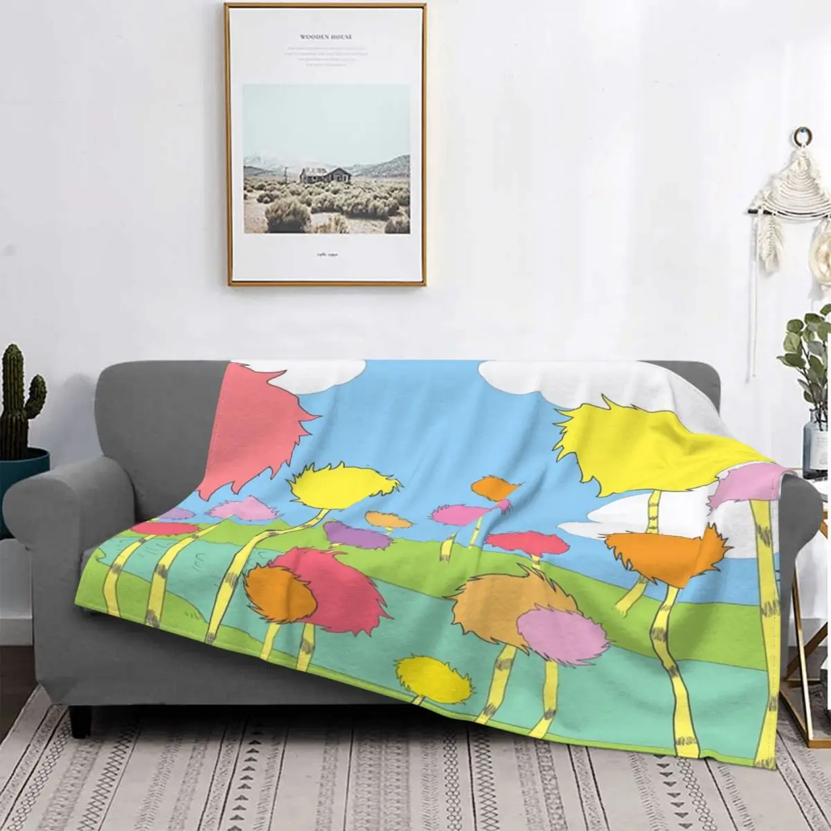 

Truffula Trees Blanket Bedspread Bed Plaid Plaid Beach Towel Fleece Blanket Picnic Bedspread