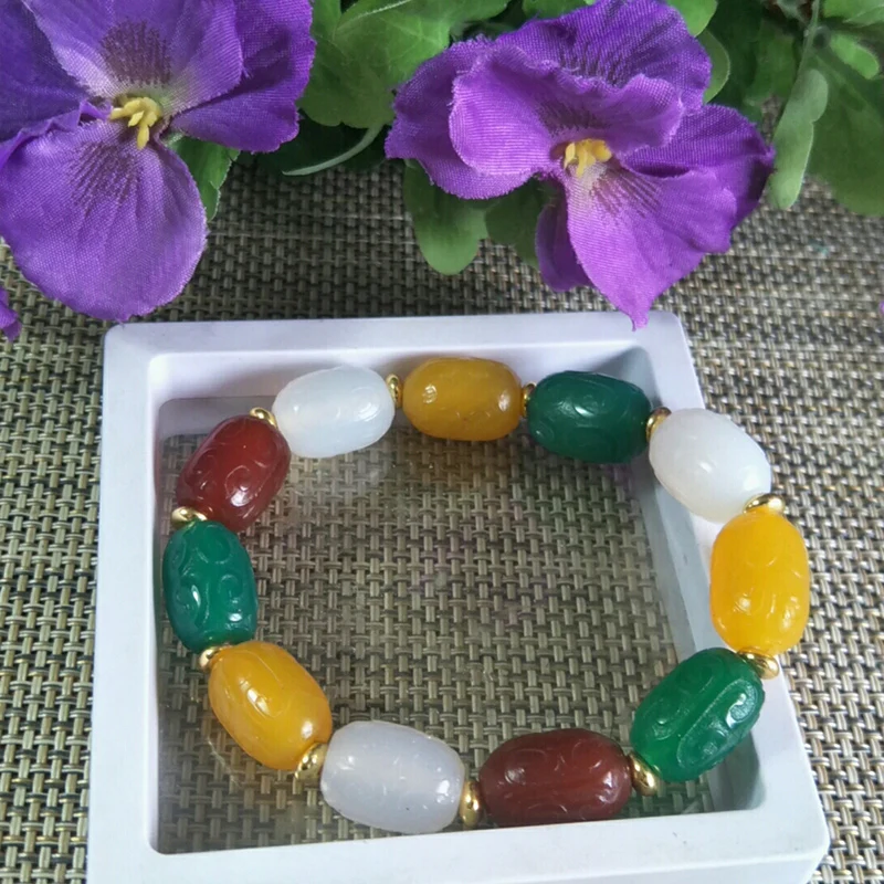 Натуральный Цвет Агат Лада Пряжка бисера нефритовый браслет ювелирные изделия