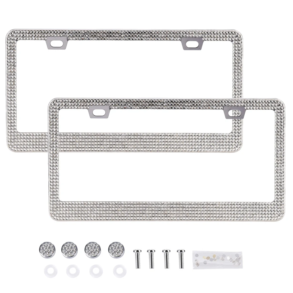 

Diamond License Holder Car License Frame Motors Stainless Steel Strong And Durable Handmade Glass Label Box Automotive Frames