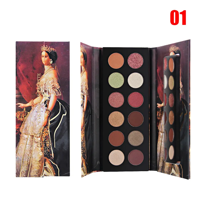 Лучшие 12 цветов Тени для век Палитра Водонепроницаемый матовый блеск масляной