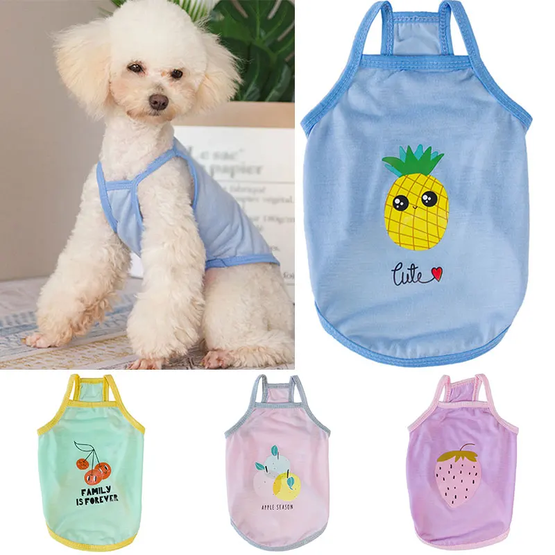 

Cute Fruit Print Dog Clothes for Small Dog Summer Puppy Dog Clothes Pet Cat Vest Cotton T-Shirt Pug Apparel Costumes Dog Clothes