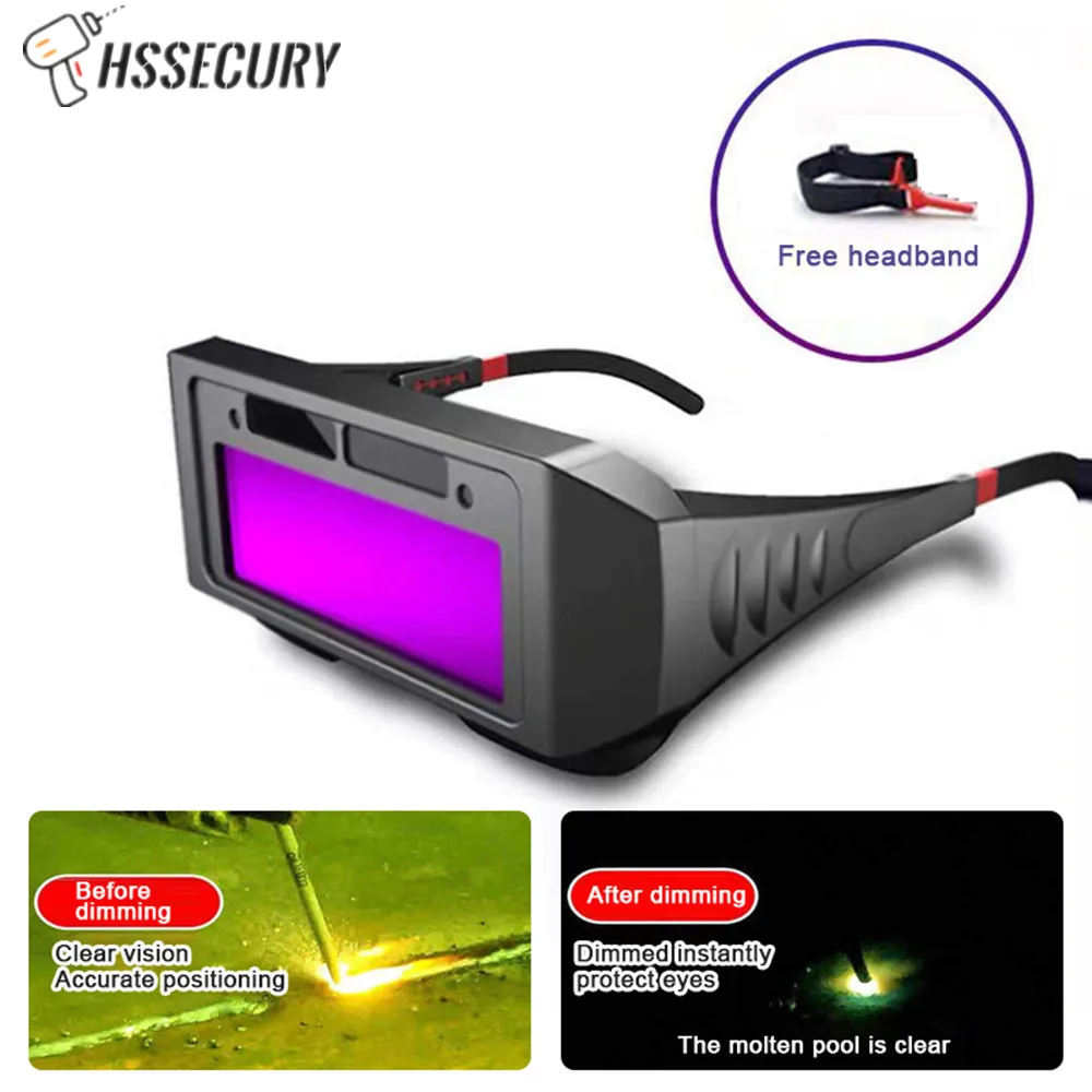 

Auto Darkening Welding Helmets Automatic Light Change Auto Darkening Anti- Eyes Shied Goggle Glasses Solar energy Eyes Glasses