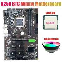 b250 btc mining motherboard with g4400 cpurgb cooling fan 12x graphics card slot lga 1151 ddr4 for btc miner mining