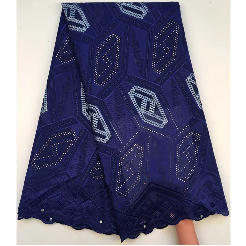 

High Quality Swiss pure cotton lace fabric African Dry Cotton embroidery add stone Lace Fabric Nigerian France Voile Lace Dress