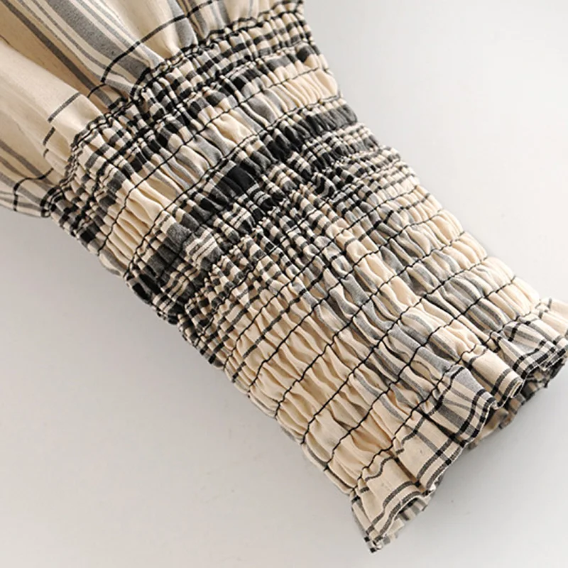 Женская блузка с длинным рукавом в клетку | одежда