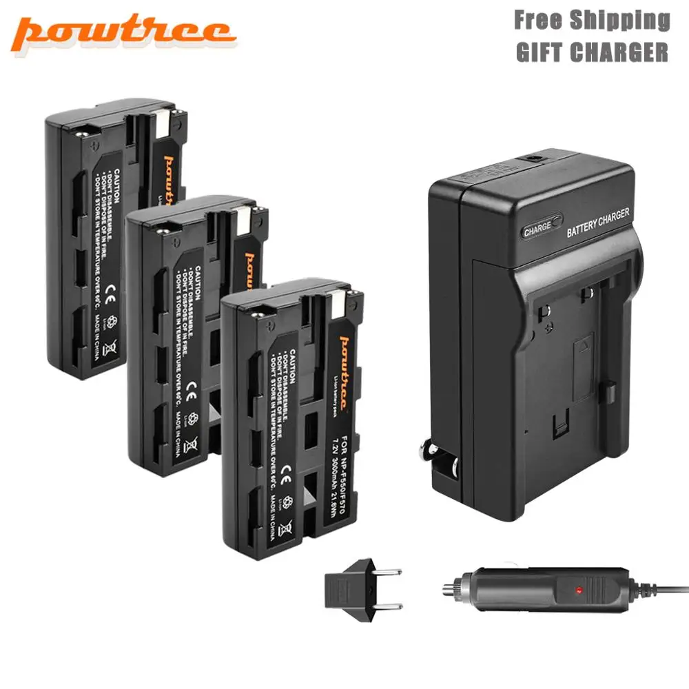 Powtree 7,2 V 3000mAh литий-ионный NP-F550 NP-F330 NP F550 NP F330 аккумуляторная батарея+ зарядное устройство автомобильное зарядное устройство камера батарея для sony L50