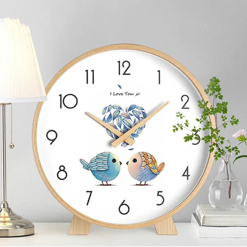 

Скандинавские деревянные настольные часы, креативные бесшумные настольные часы с животными, для гостиной, домашние часы AC50TC