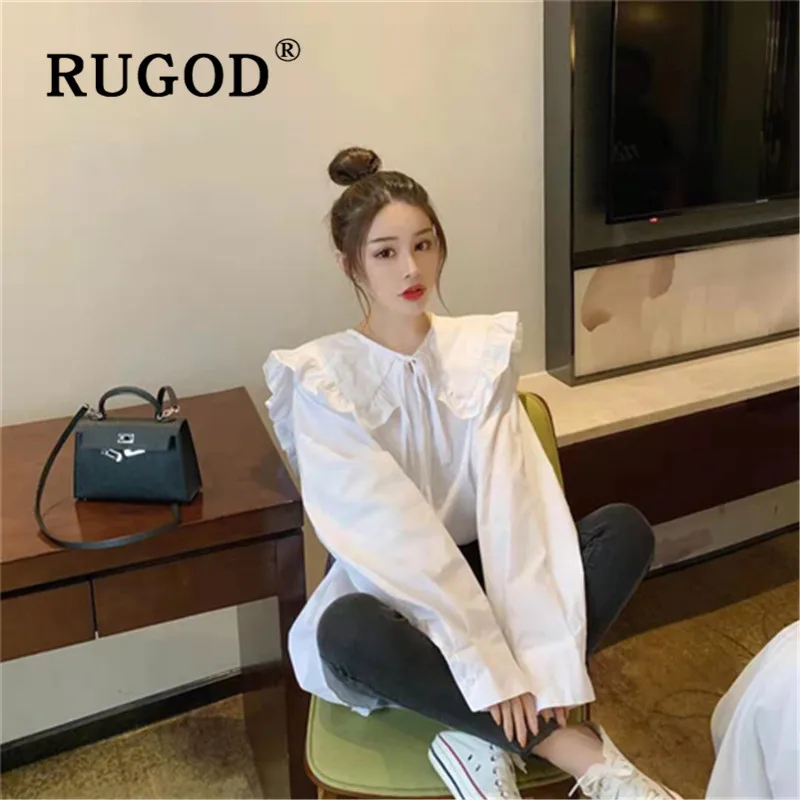Женская блузка с кукольным воротником RUGOD осенняя Свободная длинными рукавами на