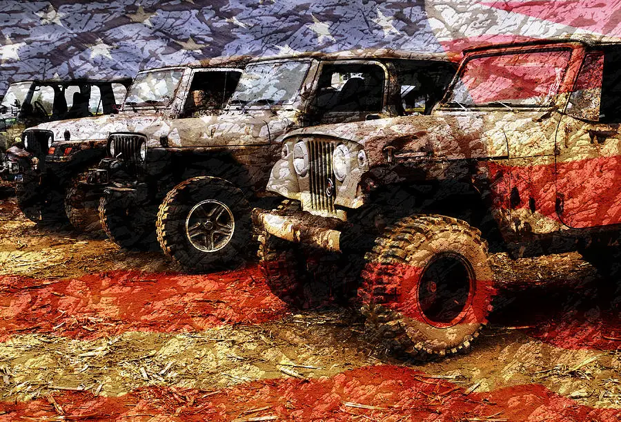 

JMINE Div 5D Jeep Car America Flag Full Diamond Painting cross stitch kits art High Quality Scenic 3D paint by diamonds