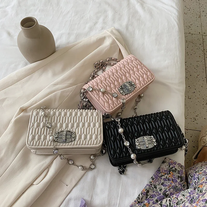 

Women Handbag Summer Fashion Crossbody Messenger Bag Fold Rhinestone Chain Bag Shoulder Bag