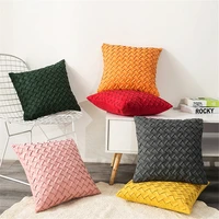 fashion suede knitted cushion cover geometric plaid decorative cushions sofa pillow case living bed throw pillow covers 4545cm