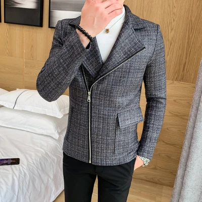 Мужская короткая ветровка Трендовое шерстяное пальто Корейская версия