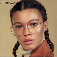2021 newest square frame vintage eeygalsses women oversized big sizeoptical frames metal glasses frame clear lens eyeware