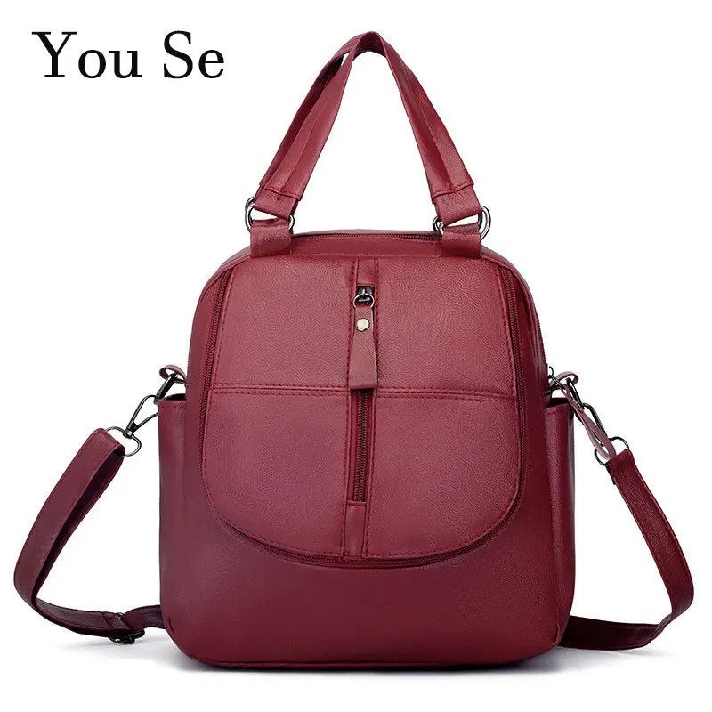 

2021 Women Leather Backpacks High Quality Female Vintage Backpack For Girls School Bag Travel Bagpack Ladies Back Pack