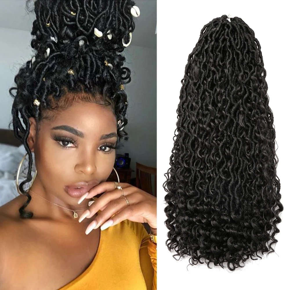 Synthetic Curly Faux Locs Crochet Hair Hippie Locs Goddess River locs Braiding Hair Extensions Passion Twist Hair for Women