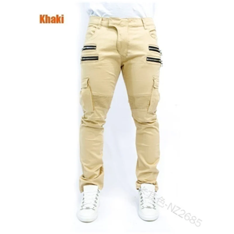 

Mandylandy Men Fashion Zipper Jeans Two Pockets Denim Pants Skinny Pencil Trousers