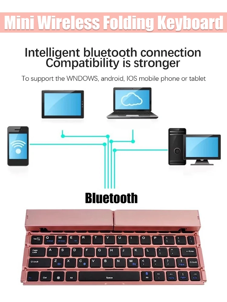 

Mini Wireless Folding Keyboard Dual Channel Portable Foldable Bluetooth Keyboard for IOS Android Windows Phone Tablet
