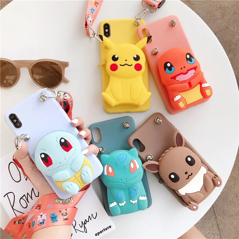 

Anime Pikachu Pokemon Phone Case IPhone 11 12 Pro Max Pocket Monsters Cartoons protection Set for 7/8/8 Plus/X/XS/XR Kawaii Gift