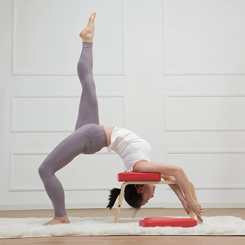 

Wood Wooden Yoga Inverted Handstand Bench Yoga Assistance Auxiliary Training Handstand Chair Home Household Mini Fitness Bench