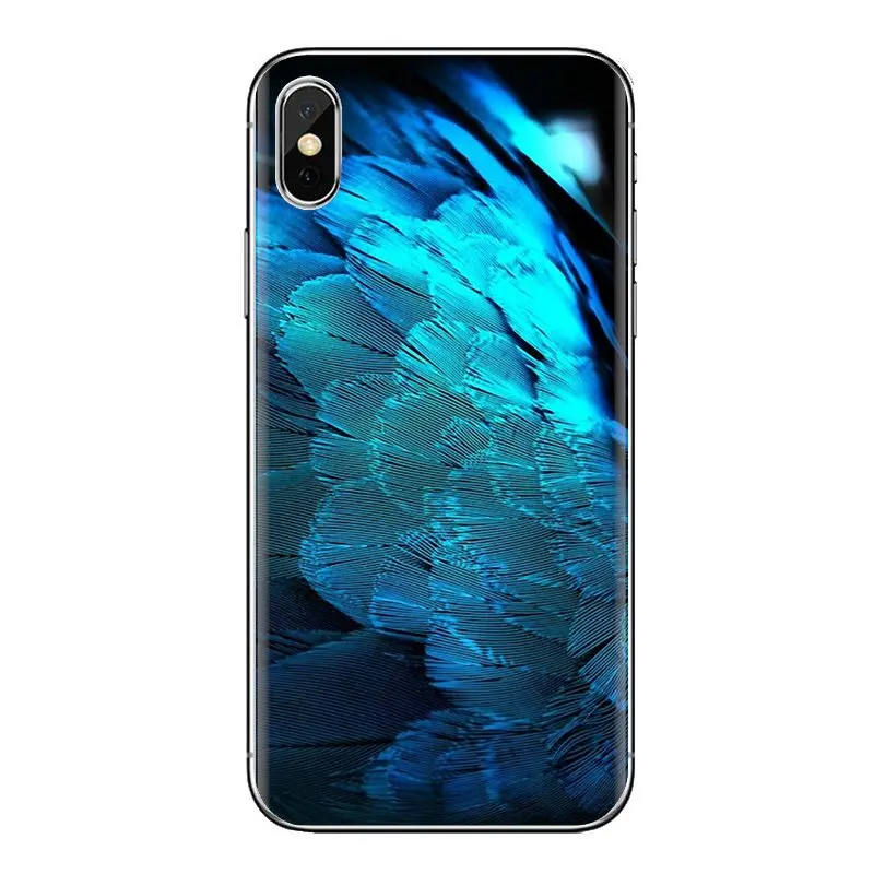 Soft Transparent Shell Covers For Samsung Galaxy S2 S3 S4 S5 MINI S6 S7 edge S8 S9 Plus Note 2 3 4 5 8 Coque Fundas feather blue |