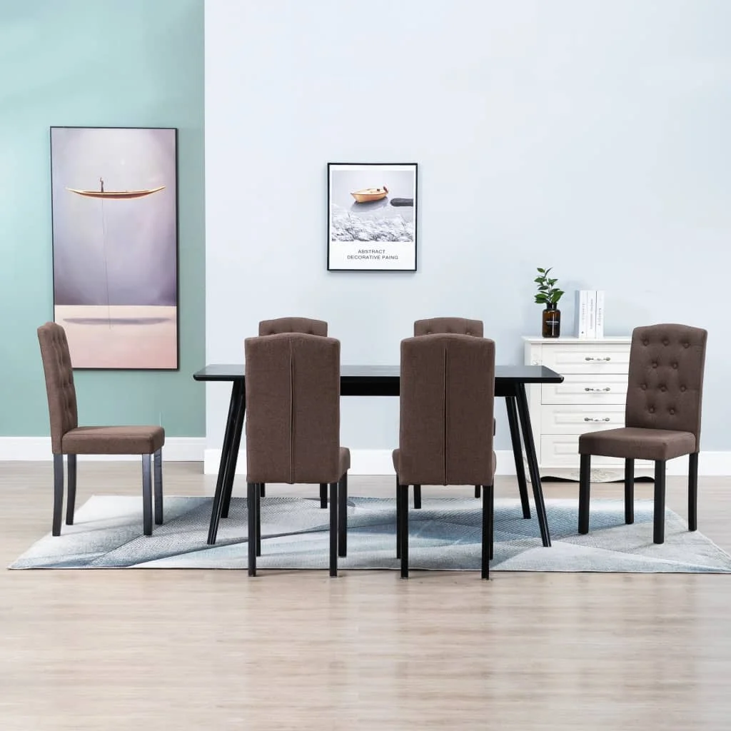 

Dining Chairs 6 pcs Brown Fabric