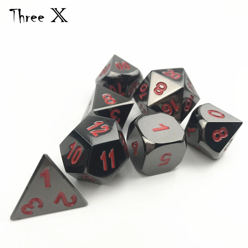 7 шт./компл. металлические кости Juegos De Меса Dados ролевые игры набор D4 D20 многогранные